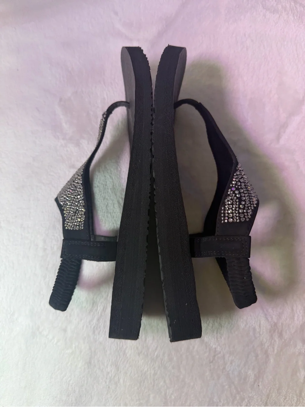 Skechers Black Sparkle Backstrap Thong Sandal